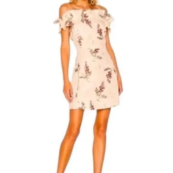 Rebecca Taylor Ivie Off the Shoulder Embroidered Linen Dress - Picture 2 of 8